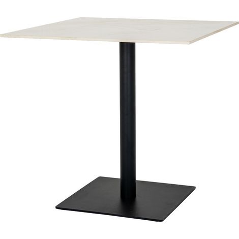 Romanby Stone Large Square Dining Table - Metal - L80 x W80 x H78 cm - White