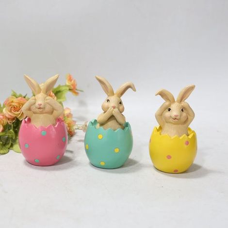 Decorazione a forma di guscio d'uovo di Pasqua - 3 pezzi, resina, primavera, giardino, camera da letto (1/5)