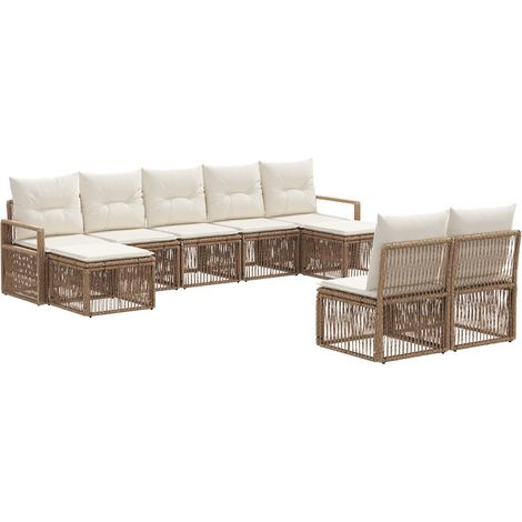 Gartensofa-set 9 pcs Beige Poly-Rattan vidaXL