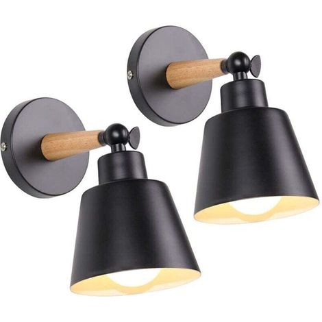 YMYNY 2 Packs Appliques Murales Vintages Industrielles Plafonniers Luminaires E27 en Métal Réglable Lampe Murale Interieur Rétro pour Chambre Cuisine Restaurant (pas d'interrupteur, Noir)
