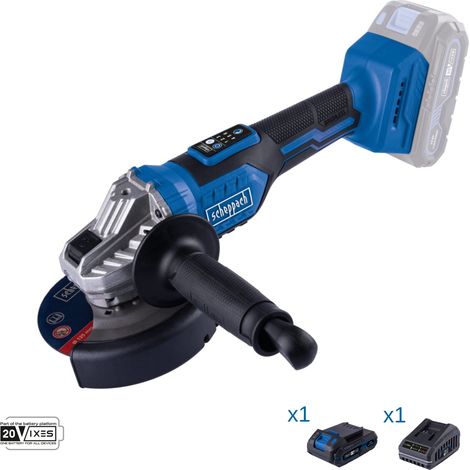 Winkelschleifer 20V Akku 2.0Ah und Ladegerat ixes Scheppach bc-ag125-x