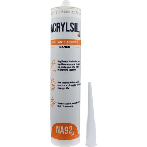 Sigillante Acrilico Verniciabile Acrylsil Pro 310 ml NA92 - Bianco (1/5)