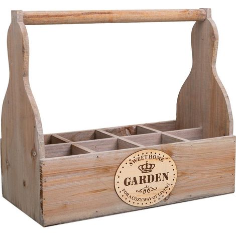 Cesta macetero de madera marrón 34x17,5x10/30 (1/5)