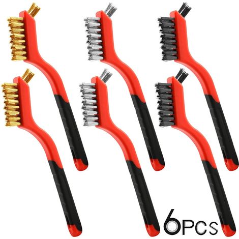 Lot de 6 brosses métalliques à double extrémité — Convient pour nettoyer les plaques de cuisson, décaper la rouille des machines, etc. (1/5)
