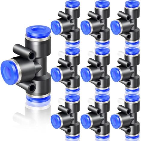raccords en T à voies de mm diamètre extérieur 10 3 8 PE-8 bleus (1/3)