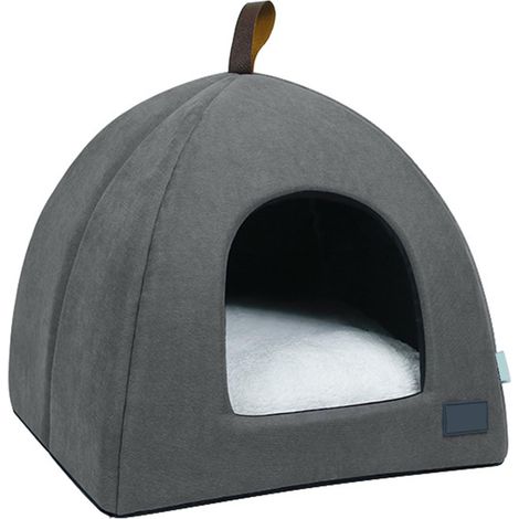 Lit pliable pour chat, maisonnette respirante pour chat, tente d'intérieur pour animaux de compagnie, lit pour chien avec tapis (bleu, taille L) (1/2)