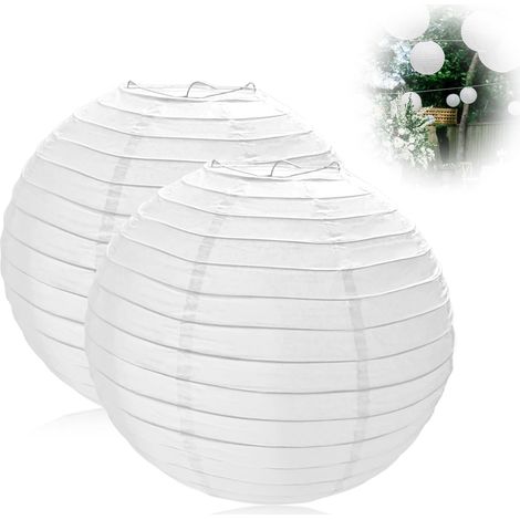 Lot de 2 abat-jours suspendus 30cm - Papier blanc et métal - Luminaire décoratif pliable - Pour intérieur et fêtes - Diamètre 30 cm (1/5)