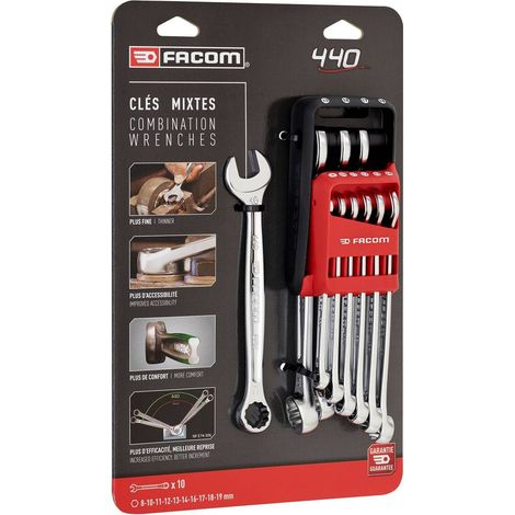 Facom 440.JP10PB Kit chiavi combinate 9 parti Misura (metrica) 8 - 19 mm (1/2)