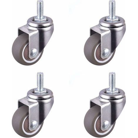 TPE-Lenkrolle mit Geräuschdämpfung, Flachrad, Universalrad, 4 Stück, 1 Zoll, Universalschraube M6 15 mm (1/5)