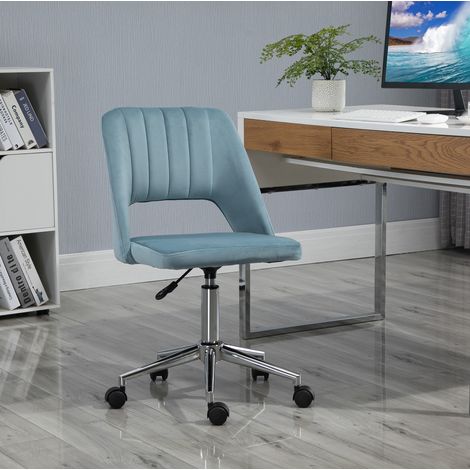 Chaise de bureau pivotante ergonomique réglable en hauteur en polyester bleu OKWISH (1/5)