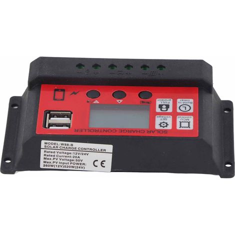 Einstellbarer 12V/24V 20A intelligenter Solarladeregler mit LCD-Display für Solarpanel und Batterie (1/5)