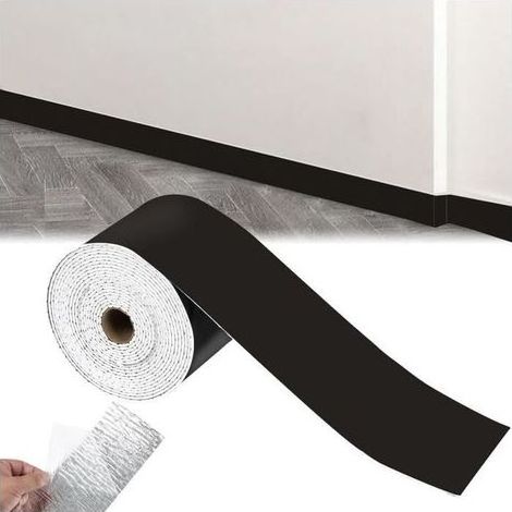 Plinthe souple autocollante - 10 cm x 5 m - Plinthe flexible autocollante - Noir (1/4)