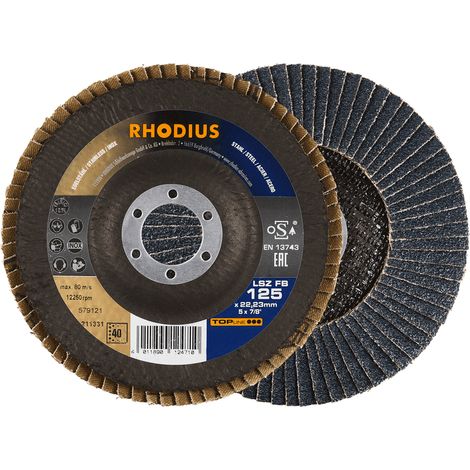RHODIUS LSZ FB, 10 Stück, 180 mm, Korn 80, Fächerschleifscheibe (1/3)