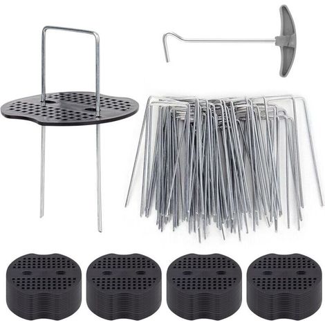 50 Piquets De Jardin Ave Rondelles, Piquets De Fixation en Acier Galvanisé pour Baches Agraphes De Fixation De Toile De Paillage Piquets Galvanisé (1/4)