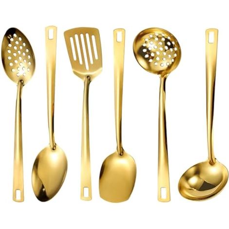 Set de 6 Ensemble d’Ustensiles, Acier Inoxydable Ustensiles de Cuisine, Set Couverts de Table Or, Accessoires de Cuisine Home Essentials pour La Maison, LeRestaurant, La Fête (1/5)