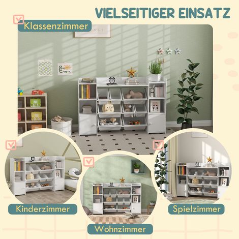 Lot de 8 bacs de rangement blancs pour enfants, étagère à jouets et livres, boîtes amovibles pour un rangement ordonné (1/5)