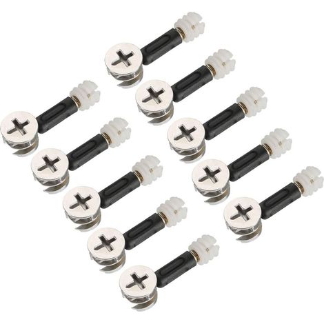 Kit de connexion de meubles 3 en 1, diamètre extérieur 15mm joint de came, vis de positionnement m6x35mm, diamètre extérieur 10.7mm, ensemble de 10 (1/5)