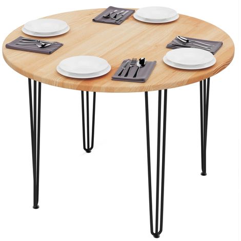 Esstisch rund 100 cm Stärke: 28mm, Farbe: Natur, Beine: Schwarz (1/5)
