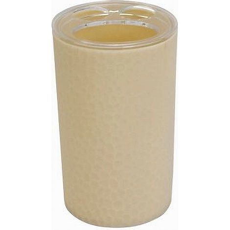 TRADE SHOP - Porta Spazzolini Bicchiere Accessorio Arredo Bagno Beige Lavorato 3 Fori 79790 - (1/3)