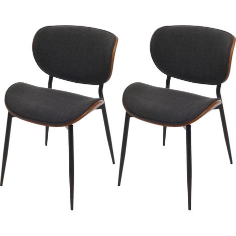 Set di 2 sedie da pranzo HHG-236, tessuto bentwood (370g/m²) certificato Oeko-Tex MVG, color noce, grigio scuro