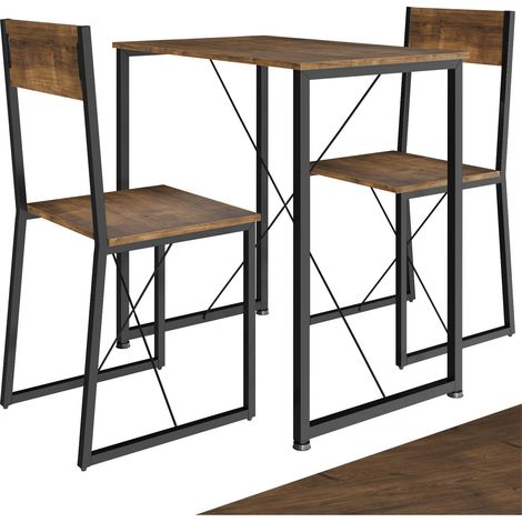 Lot chaises de salle à manger 3 pièces en panneau aggloméré bois foncé