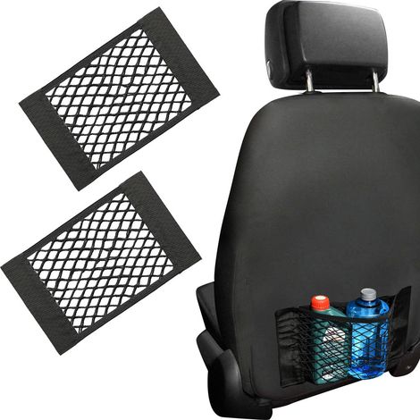 2x Tasca Portaoggetti Sedile Auto 40x25cm Rete Elastica Flessibile a Strappo