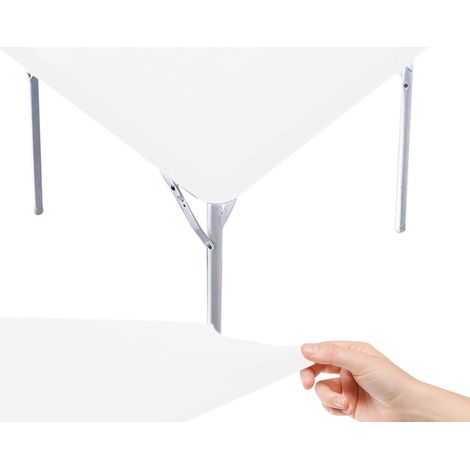 (2 PCS) Nappe Rectangulaire avec Bord Élastique, 85x85cm, Protecteur de Table, pour Extérieur, Cuisine et Salle à Manger ardin Fête Mariage (Blanc) (1/4)