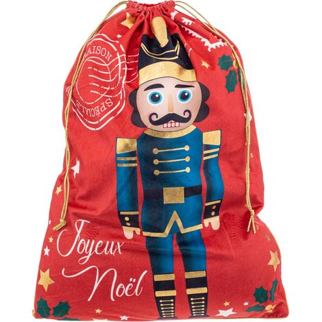 Grande Hotte en velours rouge imprimée Casse-Noisette 50 x 70 cm - Feeric Christmas (1/4)