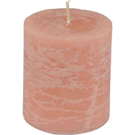Bougie Pilier Déco "Rustique" 7cm Rose Poudré (1/3)