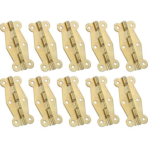 Bardusch Petites Charnières Mini de Boîte Vintage 49mm, 10 Pcs 90 Degré Charnières de Papillon pour Boîte à Bijoux, Quincaillerie avec Vis pour Armoire, Boîte en Bois, Tiroir, Doré (1/4)