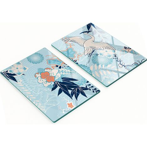 Taglieri da cucina in vetro con grafica di gru e fiori, 2x40x52 cm (1/5)