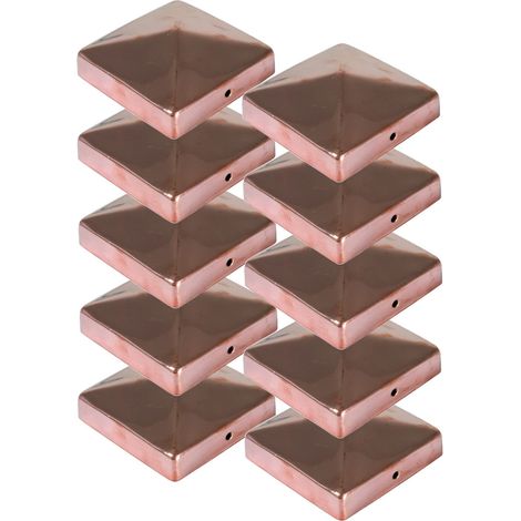 10x Kupfer Pfostenkappe Pyramide 91x91mm Zaunkappe Pfahl Holzzaun Abdeckung Set (1/3)