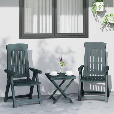 vidaXL Sillas plegables reclinables, 2 unidades, PP verde (1/5)