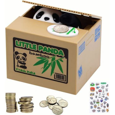 1 Tirelire, Mécanisme électronique, Plastique ABS, Design panda, Chambre enfant (1/5)