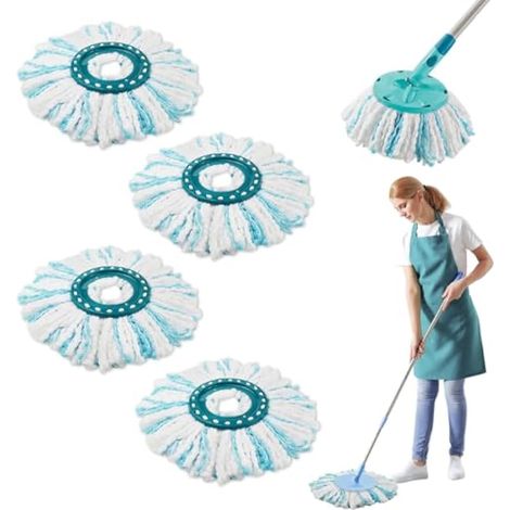 4 Pièces pour Leifheit Têtes de Rechange Clean Twist Disc Mop Micro Kit (1/4)