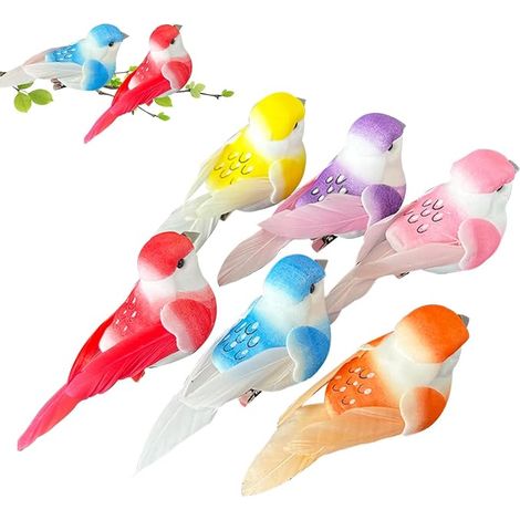 Oiseaux Decoratifs, Oiseaux Artificiels 6 Couleurs, Petits Oiseau Artificiel avec Clip, Mousse Artificielle Oiseau Decoration pour Décoration D'intérieur ou D'extérieur (1/5)