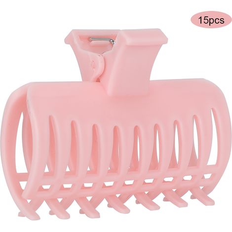 Lot de 15 pinces à friser coquillages rose, clips fixes pour cheveux, crampons de maintien section, outil de coiffage professionnel (1/5)