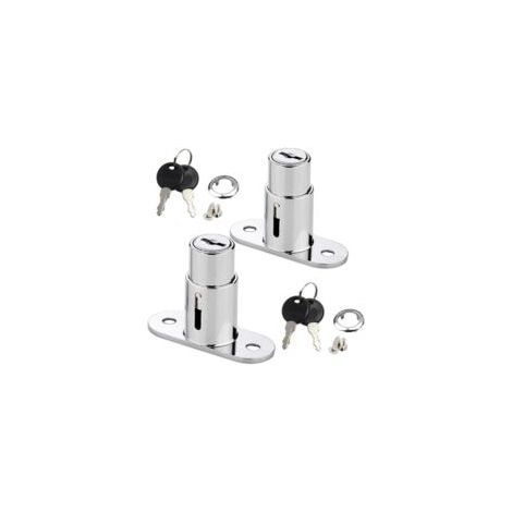 Set aus 2 Kolbenschubladenschlössern, Schiebetürschlössern, Druckschlössern für Aktenschränke, Kleiderschranktüren, Schiebetürschlössern, Fensterschubladen, Vitrinen usw. - Crezuo (1/4)