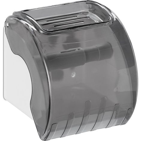 Pratico porta carta igienica con mensola 15 x 13,5 x 15 cm per cambio rapido in plastica trasparente grigia 130009684
