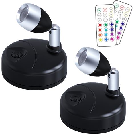 RGB-LED-Unterbauleuchten (2 Stück), 13 wechselnde Farben, einstellbare Helligkeit, 30/60-Minuten-Timer, AA-Batterien (1/5)