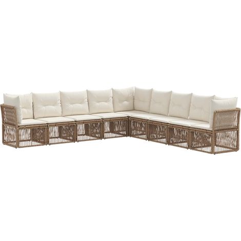 Gartensofa-set 9 pcs Beige Poly-Rattan vidaXL