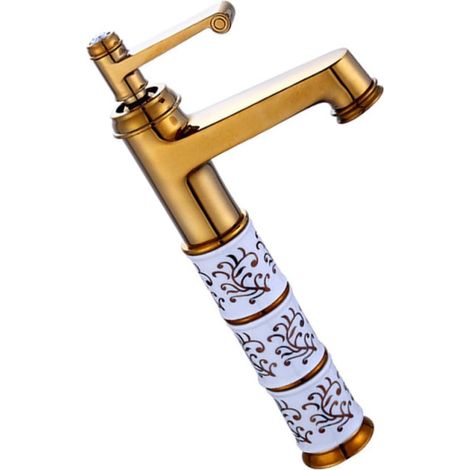 Robinet de Lavabo en Cuivre Mitigeur Eau Chaude et Froide, Style Européen, sans Éclaboussures, Filtre les Impuretés, Salle de Bain (1/5)