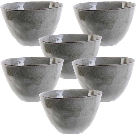Set de 6 bols 55cl en céramique au grés du temps gris - GALET (1/5)