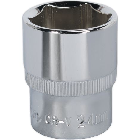 Sealey SP1224 Premier Fully Polished Socket 1/2"Sq Drive 24mm