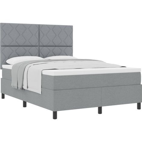 Maison Exclusive - Lit à ressorts avec tête de lit Gris clair 160 x 200 cm tissu (1/5)