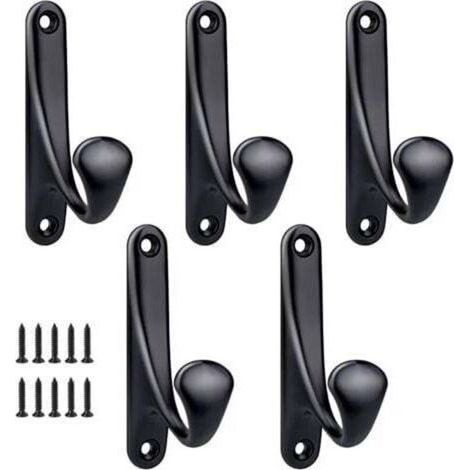 Noir - 5 Pcs 86x47mm,Crochet Manteau Mural a Visser, Minimaliste Patère Murale Robuste en Alliage de Zinc Crochet Porte Manteau Pour porte Entrée Chambre Salle de Bain Multi-Usages Patères Vis Inclus (1/5)