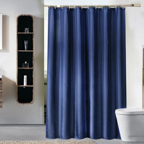 Blauer Duschvorhang mit Haken, 180 x 180 cm, wasserdicht und waschbar, aus Polyester, schimmelresistent, für Badezimmer (1/5)