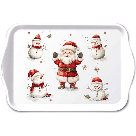 Mini-plateau en mélamine père noël et bonshommes de neige (1/2)