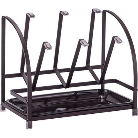 Porte-bouteilles, égouttoir universel pour bouteilles, biberons et biberons, support de séchage en métal noir (noir) (1/5)