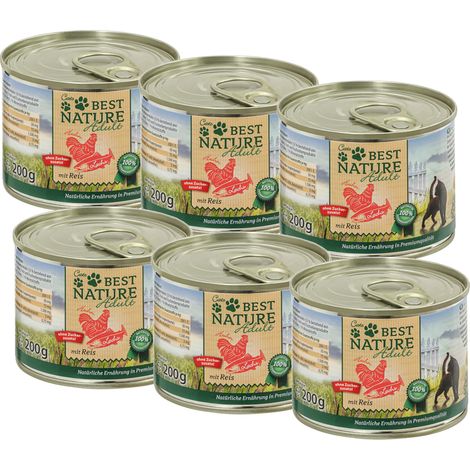 Best Nature Adult Lachs + Huhn + Reis, Nassfutter für Katzen - 6x 200g